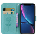 Rose Embossed Horizontal Flip PU Leather Case for iPhone XR, with Holder & Card Slots & Wallet (Green)