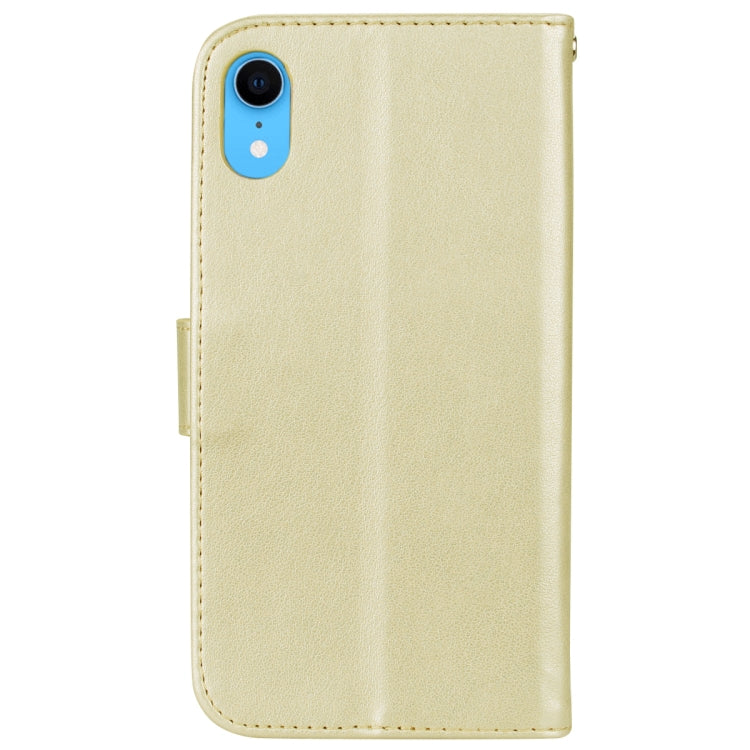 Rose Embossed Horizontal Flip PU Leather Case for iPhone XR, with Holder & Card Slots & Wallet (Gold)