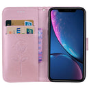 Rose Embossed Horizontal Flip PU Leather Case for iPhone XR, with Holder & Card Slots & Wallet (Rose Gold)