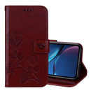 Rose Embossed Horizontal Flip PU Leather Case for iPhone XR, with Holder & Card Slots & Wallet (Brown)
