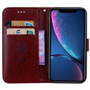 Rose Embossed Horizontal Flip PU Leather Case for iPhone XR, with Holder & Card Slots & Wallet (Brown)
