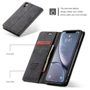 CaseMe-013 Multifunctional Retro Frosted Horizontal Flip Leather Case for iPhone XR, with Card Slot & Holder & Wallet(Black)