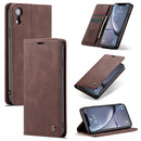 CaseMe-013 Multifunctional Retro Frosted Horizontal Flip Leather Case for iPhone XR, with Card Slot & Holder & Wallet(Coffee)