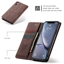 CaseMe-013 Multifunctional Retro Frosted Horizontal Flip Leather Case for iPhone XR, with Card Slot & Holder & Wallet(Coffee)