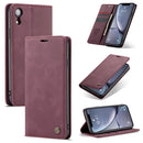CaseMe-013 Multifunctional Retro Frosted Horizontal Flip Leather Case for iPhone XR, with Card Slot & Holder & Wallet(Wine Red)