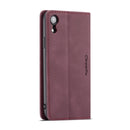 CaseMe-013 Multifunctional Retro Frosted Horizontal Flip Leather Case for iPhone XR, with Card Slot & Holder & Wallet(Wine Red)