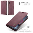 CaseMe-013 Multifunctional Retro Frosted Horizontal Flip Leather Case for iPhone XR, with Card Slot & Holder & Wallet(Wine Red)