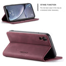 CaseMe-013 Multifunctional Retro Frosted Horizontal Flip Leather Case for iPhone XR, with Card Slot & Holder & Wallet(Wine Red)
