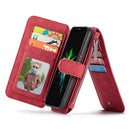 CaseMe Crazy Horse Texture Detachable Horizontal Flip PU Leather Case for iPhone XR, with Card Slot & Holder & Zipper Wallet & Photo Frame (Red)