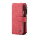 CaseMe Crazy Horse Texture Detachable Horizontal Flip PU Leather Case for iPhone XR, with Card Slot & Holder & Zipper Wallet & Photo Frame (Red)