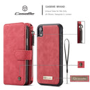 CaseMe Crazy Horse Texture Detachable Horizontal Flip PU Leather Case for iPhone XR, with Card Slot & Holder & Zipper Wallet & Photo Frame (Red)
