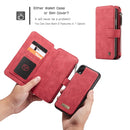 CaseMe Crazy Horse Texture Detachable Horizontal Flip PU Leather Case for iPhone XR, with Card Slot & Holder & Zipper Wallet & Photo Frame (Red)