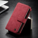 CaseMe Crazy Horse Texture Detachable Horizontal Flip PU Leather Case for iPhone XR, with Card Slot & Holder & Zipper Wallet & Photo Frame (Red)