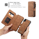 CaseMe Crazy Horse Texture Detachable Horizontal Flip PU Leather Case for iPhone XR, with Card Slot & Holder & Zipper Wallet & Photo Frame (Brown)
