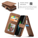 CaseMe Crazy Horse Texture Detachable Horizontal Flip PU Leather Case for iPhone XR, with Card Slot & Holder & Zipper Wallet & Photo Frame (Brown)