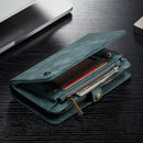 CaseMe Detachable Multifunctional Horizontal Flip Leather Case for iPhone XR, with Card Slot & Holder & Zipper Wallet & Photo Frame (Blue)