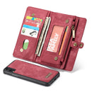 CaseMe Detachable Multifunctional Horizontal Flip Leather Case for iPhone XR, with Card Slot & Holder & Zipper Wallet & Photo Frame (Red)