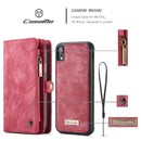 CaseMe Detachable Multifunctional Horizontal Flip Leather Case for iPhone XR, with Card Slot & Holder & Zipper Wallet & Photo Frame (Red)
