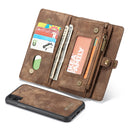 CaseMe Detachable Multifunctional Horizontal Flip Leather Case for iPhone XR, with Card Slot & Holder & Zipper Wallet & Photo Frame (Brown)