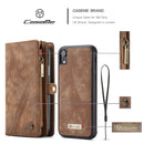 CaseMe Detachable Multifunctional Horizontal Flip Leather Case for iPhone XR, with Card Slot & Holder & Zipper Wallet & Photo Frame (Brown)