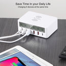 WLX-818F 6 in 1 10W QC3.0 Wireless Charging + USB-C / Type-C + 4 USB Ports Charger with Smart LCD Display Screen, EU / AU Plug