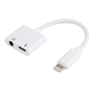 GL011 2 in 1 8 Pin Female + 3.5mm Female to 8 Pin Male Audio Charging Adapter(White)