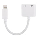 GL011 2 in 1 8 Pin Female + 3.5mm Female to 8 Pin Male Audio Charging Adapter(White)