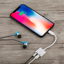 GL011 2 in 1 8 Pin Female + 3.5mm Female to 8 Pin Male Audio Charging Adapter(White)