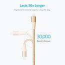 ANKER A8452 Powerline+ II USB to 8 Pin Apple MFI Certificated Nylon Pullable Carts Charging Data Cable, Length: 0.9m(Gold)