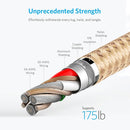 ANKER A8452 Powerline+ II USB to 8 Pin Apple MFI Certificated Nylon Pullable Carts Charging Data Cable, Length: 0.9m(Gold)