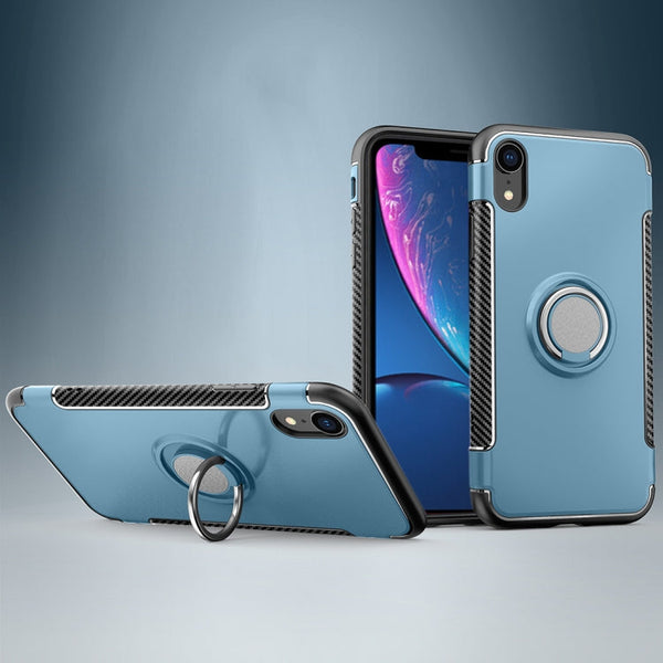 Magnetic 360 Degrees Rotation Ring Armor Protective Case for iPhone XR(Navy Blue)