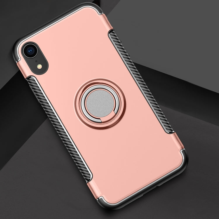 Magnetic 360 Degrees Rotation Ring Armor Protective Case for iPhone XR(Rose Gold)