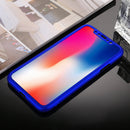 360 Degrees Full Coverage Detachable PC Case with Tempered Glass Film for iPhone XS (Blue)