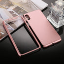 360 Degrees Full Coverage Detachable PC Case with Tempered Glass Film for iPhone XS (Rose Gold)