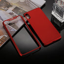 360 Degrees Full Coverage Detachable PC Case with Tempered Glass Film for iPhone XS (Red)