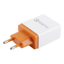 AR-QC-03 2.1A 3 USB Ports Quick Charger Travel Charger, EU Plug (Orange)