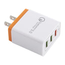 AR-QC-03 2.1A 3 USB Ports Quick Charger Travel Charger, US Plug (Orange)
