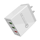 AR-QC-03 2.1A 3 USB Ports Quick Charger Travel Charger, US Plug (Grey)