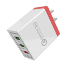 AR-QC-03 2.1A 3 USB Ports Quick Charger Travel Charger, US Plug (Red)