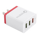 AR-QC-03 2.1A 3 USB Ports Quick Charger Travel Charger, US Plug (Red)