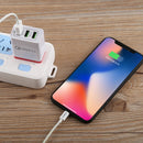 AR-QC-03 2.1A 3 USB Ports Quick Charger Travel Charger, US Plug (Red)