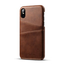 For iPhone X / XS Suteni Calf Texture Protective Case with Card Slots(Coffee)