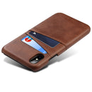 For iPhone X / XS Suteni Calf Texture Protective Case with Card Slots(Coffee)