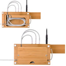 Multi-function Bamboo Charging Station Charger Stand Management Base with 3 USB Ports, EU Plug
