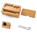 Multi-function Bamboo Charging Station Charger Stand Management Base with 3 USB Ports, EU Plug