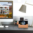 Multi-function Bamboo Charging Station Charger Stand Management Base with 3 USB Ports, EU Plug
