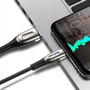 JOYROOM S-M411 Sharp Series 3A 8 Pin Interface Charging + Transmission Nylon Braided Data Cable with Drop-shaped Indicator Light, Cable Length: 1.2m(Black)