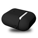 Frosted Rubber Paint + PC Bluetooth Earphones Case Anti-lost Storage Bag for Apple AirPods 1/2(Black)