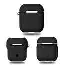 Frosted Rubber Paint + PC Bluetooth Earphones Case Anti-lost Storage Bag for Apple AirPods 1/2(Black)
