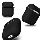 Frosted Rubber Paint + PC Bluetooth Earphones Case Anti-lost Storage Bag for Apple AirPods 1/2(Black)